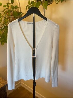 Abercrombie & Fitch Cream Slim Hardware Cardigan
